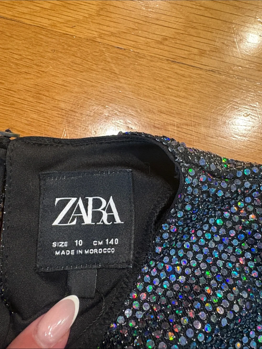 Zara Navy Sequin Long-Sleeve Party Dress